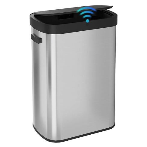 WLIVE 2 x 8 Gallon Dual Compartment Trash Can Stainless Steel, Pet-Proof Double Garbage Can Kitchen with Lid, Inner Buckets and Deodorizing Filter Box, Trash and Recycle Bin Combo, Silver in Saudi Arabia