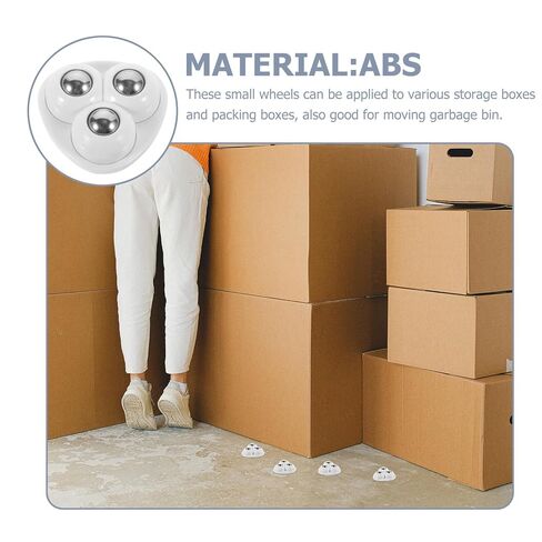 Self Adhesive Paste Caster Wheels for Furniture Bucket, Ball Castors Flat for Furniture ABS Material Load Capacity 20 LBS Per Wheel Mini Universal Wheel for Trash Can Storage Boxes 12 PCS (White) in Saudi Arabia