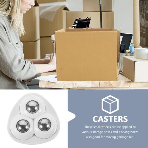 Self Adhesive Paste Caster Wheels for Furniture Bucket, Ball Castors Flat for Furniture ABS Material Load Capacity 20 LBS Per Wheel Mini Universal Wheel for Trash Can Storage Boxes 12 PCS (White) in Saudi Arabia