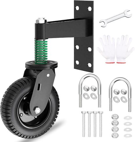 عجلة بوابة سياج شديدة التحمل مقاس 6 بوصات - سعة 500 رطل لبوابات الأنابيب المعدنية والبوابات الخشبية مع عجلات محملة بنابض دوارة 360 درجة - تتضمن مسامير ومفتاح ربط - دحرجة سلسة على جميع التضاريس in Kuwait