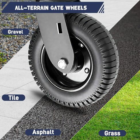 عجلة بوابة سياج شديدة التحمل مقاس 6 بوصات - سعة 500 رطل لبوابات الأنابيب المعدنية والبوابات الخشبية مع عجلات محملة بنابض دوارة 360 درجة - تتضمن مسامير ومفتاح ربط - دحرجة سلسة على جميع التضاريس in Kuwait