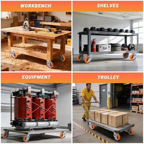 5'' x 2'' Heavy Duty Replacement Wheels, 1/2'' Bore Thick Polyurethane Wheels on Polyolefin Core with Roller Bearing, Non-Marking Wheels 3200 LBS Capacity, Use for Cabinet, Trucks(4 Pack) in Kuwait