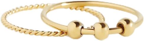 Mint & Lily Dainty Stackable Beaded Fidget Ring Set for Women, 18K Gold Plated Over Stainless Steel, Elegant Gift for Women in Kuwait