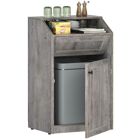 YATINEY Trash Cabinet, Freestanding Trash Can Cabinet, Wooden Recycling with Flip Door, 10 Gallon Hidden Kitchen Garbage Can for Kitchen, Living Room, Black WB01BB in Saudi Arabia