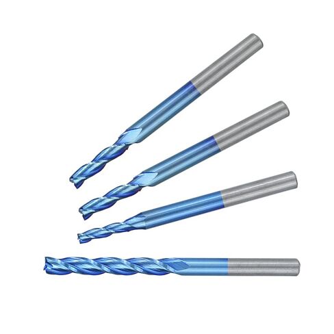 1pcs Carbide Square End Mill 3 Flute Flat .175mm Shank Nano Blue Coated CNC Router Bit Aluminum Cutting in Saudi Arabia