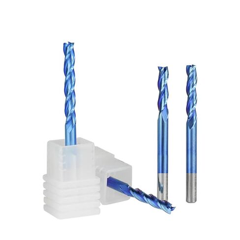 1pcs Carbide Square End Mill 3 Flute Flat .175mm Shank Nano Blue Coated CNC Router Bit Aluminum Cutting in Saudi Arabia