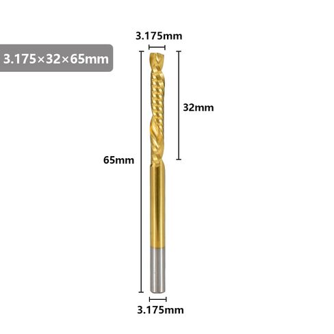 1pcs Titanium Coating Single Flute Up Down Cut Spiral End Mill 1/8-Inch Shank Carbide Milling Cutter CNC Router Bit for Acrylic PVC Aluminium(3.175x32x65mm) in Saudi Arabia