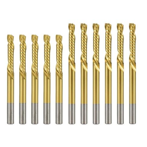 1pcs Titanium Coating Single Flute Up Down Cut Spiral End Mill 1/8-Inch Shank Carbide Milling Cutter CNC Router Bit for Acrylic PVC Aluminium(3.175x32x65mm) in Saudi Arabia