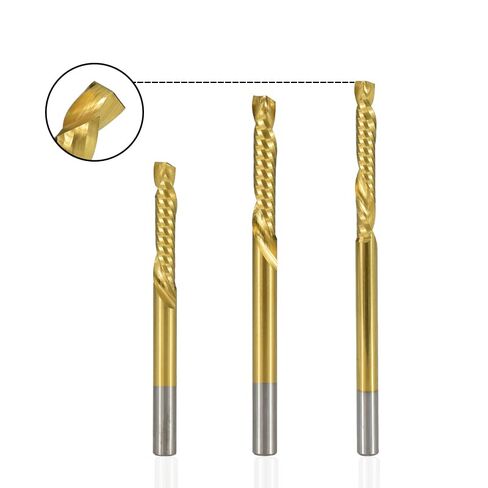 1pcs Titanium Coating Single Flute Up Down Cut Spiral End Mill 1/8-Inch Shank Carbide Milling Cutter CNC Router Bit for Acrylic PVC Aluminium(3.175x32x65mm) in Saudi Arabia