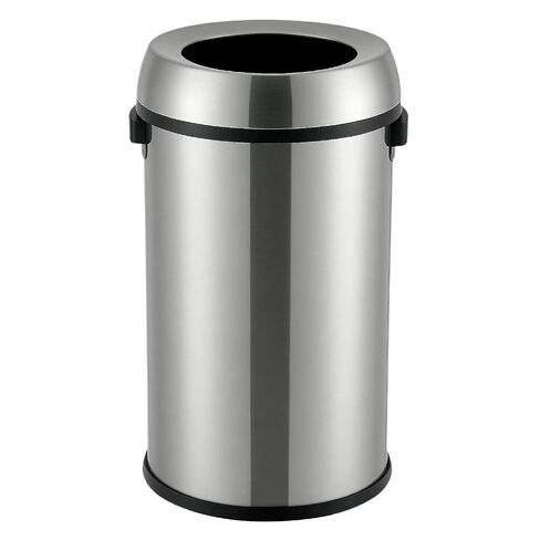65L/17 Gallon Heavy Duty Stainless Steel Tall Commercial/Kitchen Trash Can, Round Open Top Waste Bin for Indoor and Outdoor, Durable Garbage Bin for Home Office Restaurant in Saudi Arabia