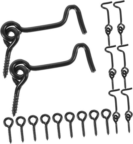 Homoyoyo 10Pairs Swivel Hook Latch Door Lock Heavy Duty Metal Hook for and Window Closure Easy Installation with Screws Durable Design in Saudi Arabia