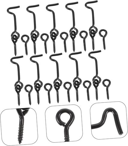 Homoyoyo 10Pairs Swivel Hook Latch Door Lock Heavy Duty Metal Hook for and Window Closure Easy Installation with Screws Durable Design in Saudi Arabia