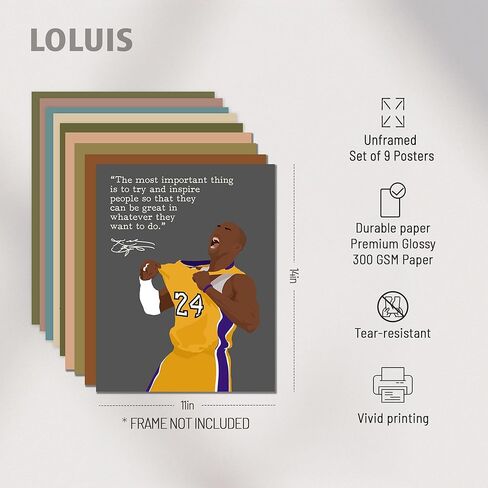 LOLUIS لوحة فنية جدارية تحفيزية، عمل فني مرسوم يدويًا، توقيع نجم كرة السلة، ديكور رياضي لغرفة النوم والمكتب والمنزل وصالة الألعاب الرياضية وغرفة الخزانة in Kuwait