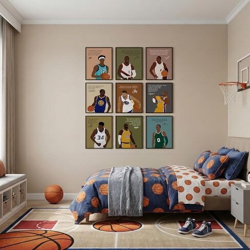 LOLUIS لوحة فنية جدارية تحفيزية، عمل فني مرسوم يدويًا، توقيع نجم كرة السلة، ديكور رياضي لغرفة النوم والمكتب والمنزل وصالة الألعاب الرياضية وغرفة الخزانة in Kuwait