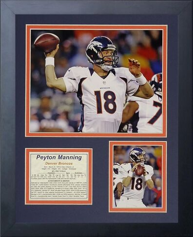Legends Never Die "مجموعة صور بإطار أبيض من Peyton Manning Broncos، مقاس 11 × 14 بوصة، (11553U) in Saudi Arabia