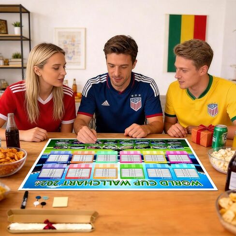 ملصق Edussy مكون من قطعتين لكأس العالم 2026، 33 بوصة × 23.6 بوصة لكأس العالم 2026، ديكورات حفلات بطولة البضائع، جدول الرسم البياني الجداري لهدايا مشجعي كرة القدم، ديكور مباراة كرة القدم in Kuwait