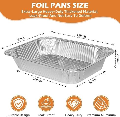 Findful Aluminum Pans 9x13 (30 Pack) – Foil Pans, Aluminum Trays for Cooking, Baking, Storing & Prepping Food – Tin Foil Pan, Disposable Baking Pan – Heavy-Duty, Leak-Proof & Oven-Safe in Saudi Arabia