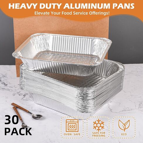 Findful Aluminum Pans 9x13 (30 Pack) – Foil Pans, Aluminum Trays for Cooking, Baking, Storing & Prepping Food – Tin Foil Pan, Disposable Baking Pan – Heavy-Duty, Leak-Proof & Oven-Safe in Saudi Arabia
