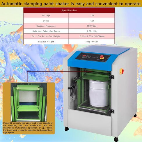 TECHTONGDA Automatic Clamping Paint Shaker Mixing Machine, Glue Paste Shaker Mixing Blending Equipment Stirrers, 0.5-20L Paint Shaker Mixer, Height Range 3.15-15 Inch, Max Weight 66 LB, 110V in Saudi Arabia
