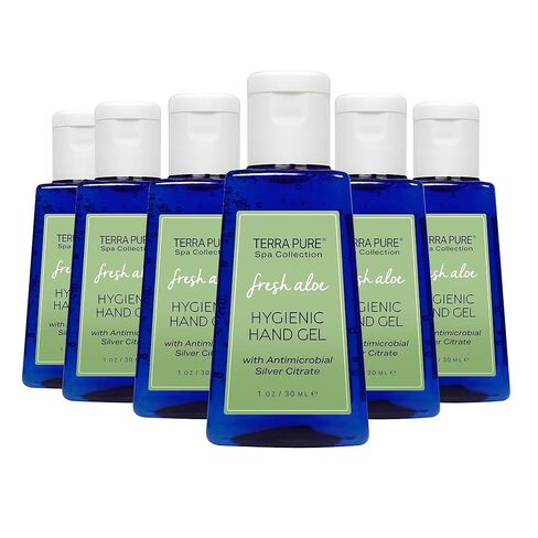 Terra Pure Hotel Hand Hand Gel | MINI HANDIZER BULK | خالي من الكحول مع الألوة فيرا العضوية | 1 أوقية زجاجات | حالة 144 in Kuwait