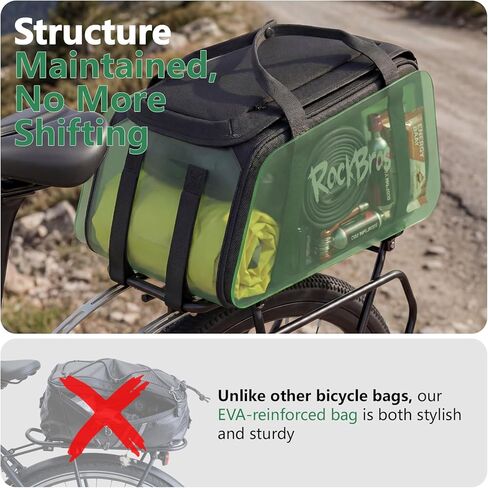 ROCKBROS حقيبة دراجة للرف الخلفي منظم وثابت 12 لتر سعة كبيرة دراجة Ebike جذع رف حقيبة مع حزام الكتف شبكة جيب MTB E-bike ركوب الدراجات الركاب في الهواء الطلق يجب أن يكون لديك ملحقات in Saudi Arabia