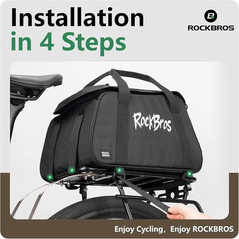 ROCKBROS حقيبة دراجة للرف الخلفي منظم وثابت 12 لتر سعة كبيرة دراجة Ebike جذع رف حقيبة مع حزام الكتف شبكة جيب MTB E-bike ركوب الدراجات الركاب في الهواء الطلق يجب أن يكون لديك ملحقات in Saudi Arabia