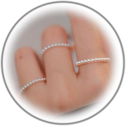 Pearl Rings for Women,Vintage Adjustable Thin Pearls Ring Trendy Promise Stretch Beaded Stackable Rings Simple Cute Pearls Knuckle Finger Ring Pack Statement Wedding Prom Dress Jewerly in Saudi Arabia
