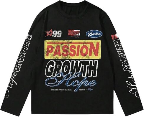Men's Number Print Jersey Tops Graphic Tee Long Sleeve Crew Neck T-Shirt Streetwear in Saudi Arabia
