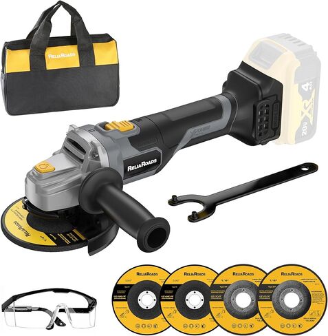 مطحنة زاوية 20 فولت بدون فرشاة 4-1/2 بوصة، مطحنة زاوية لاسلكية متوافقة مع بطارية ديوالت (البطارية غير متضمنة)، مع عجلات طحن معدنية. للطحن والقطع والتلميع والنحت in Kuwait