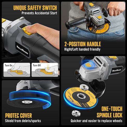 مطحنة زاوية 20 فولت بدون فرشاة 4-1/2 بوصة، مطحنة زاوية لاسلكية متوافقة مع بطارية ديوالت (البطارية غير متضمنة)، مع عجلات طحن معدنية. للطحن والقطع والتلميع والنحت in Kuwait