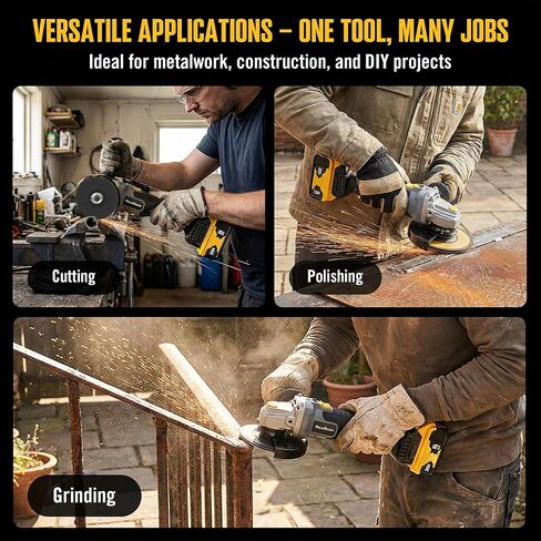 مطحنة زاوية 20 فولت بدون فرشاة 4-1/2 بوصة، مطحنة زاوية لاسلكية متوافقة مع بطارية ديوالت (البطارية غير متضمنة)، مع عجلات طحن معدنية. للطحن والقطع والتلميع والنحت in Kuwait