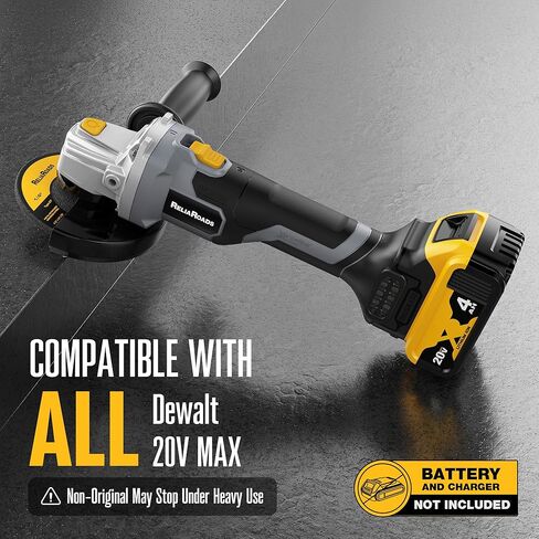 مطحنة زاوية 20 فولت بدون فرشاة 4-1/2 بوصة، مطحنة زاوية لاسلكية متوافقة مع بطارية ديوالت (البطارية غير متضمنة)، مع عجلات طحن معدنية. للطحن والقطع والتلميع والنحت in Kuwait