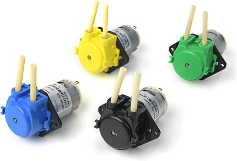 4-in-pack NKP Micro Peristaltic Pump 12V/24V DC Motor Low Flow Dosing Pump with Blue Color, Silicone/BPT Tubing(S10B,6V L type) in Kuwait