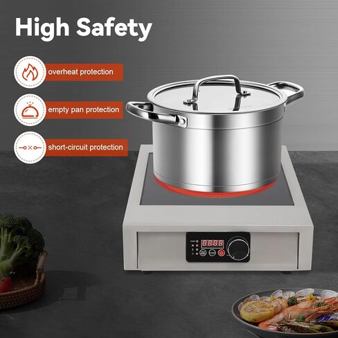 3500W Commercial Induction Cooktop, Professional Portable Electric Stove with LED Display, Single Burner Hot Plate for Cooking, 110V, Compact Design (17.72"x13.78"x4.72") in Saudi Arabia