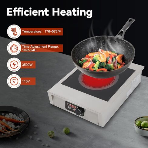 3500W Commercial Induction Cooktop, Professional Portable Electric Stove with LED Display, Single Burner Hot Plate for Cooking, 110V, Compact Design (17.72"x13.78"x4.72") in Saudi Arabia