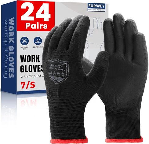 قفازات العمل الآمنة من FURWEY - 12/36 زوجًا، قفاز مطلي بالنيتريل من الفوم الدقيق، قفازات نايلون محبوكة بدون خياطة للرجال والنساء (S-XL) in Kuwait