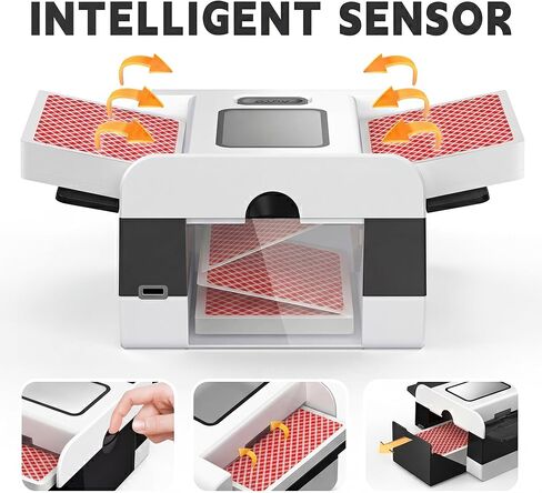 ماكينة خلط البطاقات الأوتوماتيكية لعدد 1-2 من الطوابق، قابلة لإعادة الشحن، منخفضة الضوضاء، آلة خلط البطاقات المحمولة مع ألعاب البطاقات، UNO، البوكر، بلاك جاك، المرحلة 10 وSkip-Bo in Kuwait