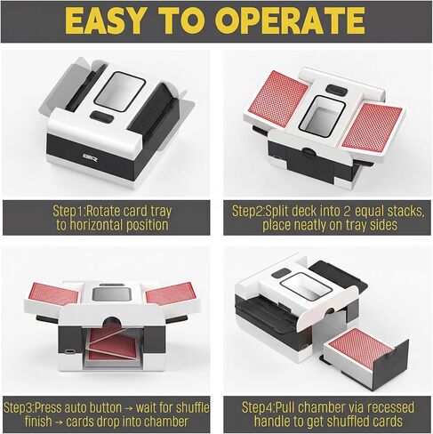 ماكينة خلط البطاقات الأوتوماتيكية لعدد 1-2 من الطوابق، قابلة لإعادة الشحن، منخفضة الضوضاء، آلة خلط البطاقات المحمولة مع ألعاب البطاقات، UNO، البوكر، بلاك جاك، المرحلة 10 وSkip-Bo in Kuwait