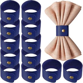12 Pcs Blue Leather Napkin Rings Rustic Napkin Buckle Vintage Leather Napkin Ring Holder for Christmas, Thanksgiving, Wedding, Birthdays Party Table Decoration Table Napkin Ring in Kuwait