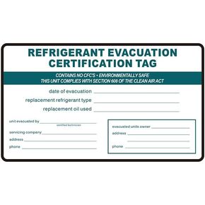 Refrigerant Evacuation Certification Tag Refrigeration ID Labels Stickers identifier 20 Pack in Kuwait