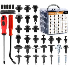 1252PCS Car Push Pins Automotive Clips Plastic Rivets Shield Retainer Clips Assortment Xmas Tree Fasteners Kit Most Common Sizes Auto Body Push Pin with Removers for Ford Honda Chrysler GM in Saudi Arabia