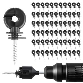 120PCS Electric Fence Insulator Screw,Insulator Fence Ring Post Wood Post Insulator and 1 Pc Insulator Socket Tool(Black) in Saudi Arabia