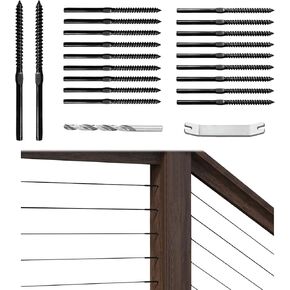 Muzata 120 Pack 1/8" Black Cable Railing Hardware Kit Swage Lag Screws Left and Right Handed Thread for Wood Post T316 Stainless Steel Deck Cable Railing System 60 Pairs CK17 in Saudi Arabia