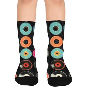 Colorful Vinyl Records Dark Hiking Socks - Toddler Boys & Girls Warm Thick Thermal Winter Crew Socks for School, Daily Wear & Outdoor Activities in Kuwait
