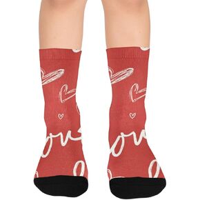 Red Heart Love Pattern Hiking Socks - Toddler Boys & Girls Warm Thick Thermal Winter Crew Socks for School, Daily Wear & Outdoor Activities in Kuwait