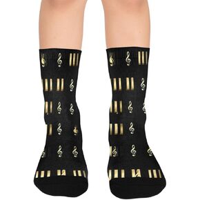 Musical Piano Pattern Hiking Socks - Toddler Boys & Girls Warm Thick Thermal Winter Crew Socks for School, Daily Wear & Outdoor Activities in Kuwait