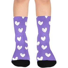 Purple Hearts Design Hiking Socks - Toddler Boys & Girls Warm Thick Thermal Winter Crew Socks for School, Daily Wear & Outdoor Activities in Kuwait