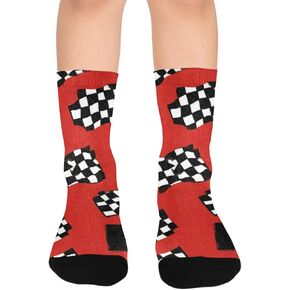 Checkered Race Art Hiking Socks - Toddler Boys & Girls Warm Thick Thermal Winter Crew Socks for School, Daily Wear & Outdoor Activities in Kuwait