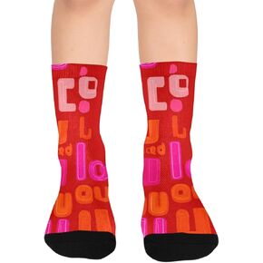 Red Font Design Art Hiking Socks - Toddler Boys & Girls Warm Thick Thermal Winter Crew Socks for School, Daily Wear & Outdoor Activities in Kuwait