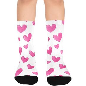 Small Pink Sketch Design Hiking Socks - Toddler Boys & Girls Warm Thick Thermal Winter Crew Socks for School, Daily Wear & Outdoor Activities in Kuwait